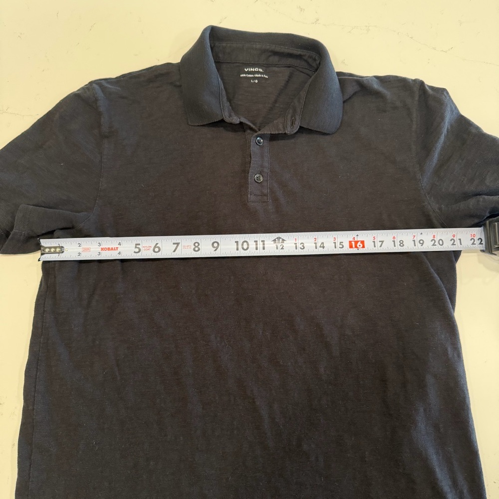 Vince Men’s Classic Slub Polo Shirt Black Large - Picture 7 of 7